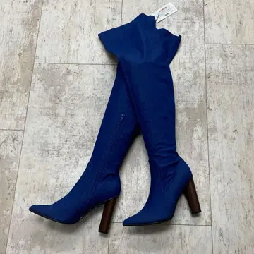 새상품 JACOBIES 데님 스트레치 니하이 부츠 10