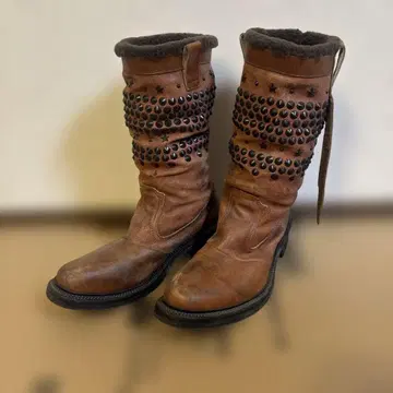 히로무 타카하라 스터드 무스탕 부츠 41/ Roen 로엔 브라운