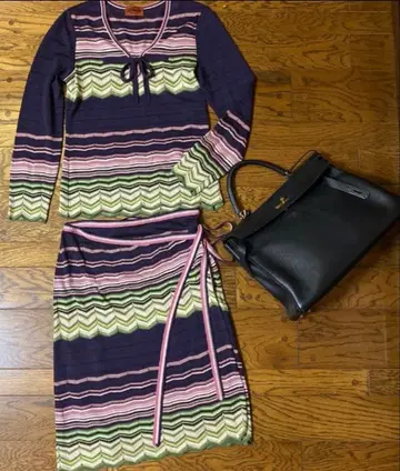 미쏘니 MISSONI 최고급 오렌지 탑 스커트 상하의 세트 원피스