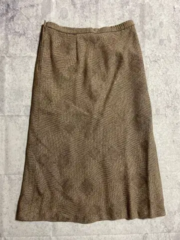 헤링본 무늬 울 혼방 롱 스커트 허리 75-80 브라운 계열 안감 있음