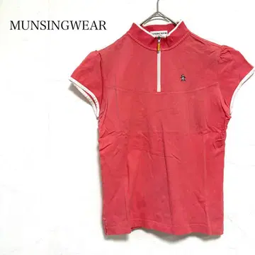먼싱웨어 하프 지퍼 폴로 핑크 반팔 M 코튼 골프