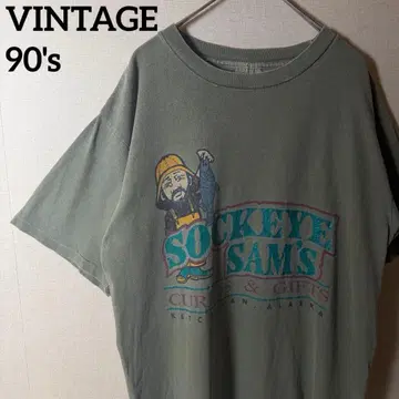 90s SDI USA제 싱글 스티치 페이드T 알래스카 물고기