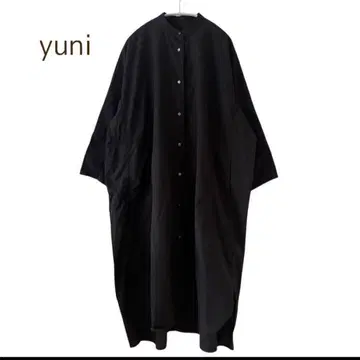 yuni 유니 코튼 캐치 와셔 밴드 카라 셔츠 원피스 블랙