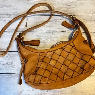 다코타 천연 가죽 메쉬 뜨개질 숄더