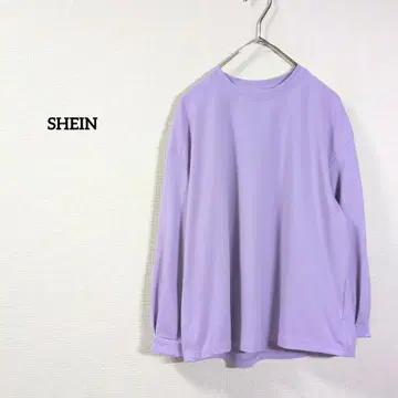 쉬인 심플 라벤더 긴팔 티셔츠