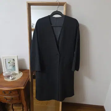 다크 그레이 코트 허리 벨트 포함