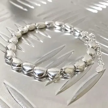 실버925 팔찌 펄 비즈 메탈 실버 빈티지