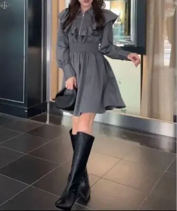 리엔다 프론트 지퍼 셔츠 미니 원피스 S 사이즈