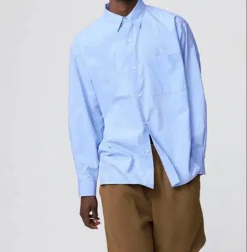 유니클로 C 브로드 오버사이즈 셔츠 블루 XL