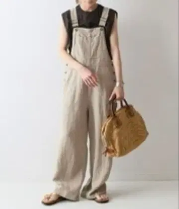 택 포함 새상품 프레임워크 헤비 린넨 오버롤 36 20SS