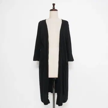 미즈이로 인드 코튼 가디건 얇은 소재 가운 블랙 F*KD825