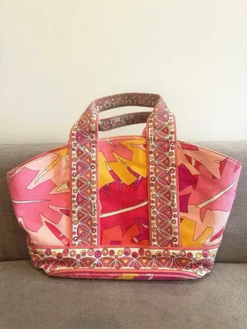 봄/여름 에밀리오 푸치 핑크 오렌지 토트백 기내 가방 마더백
