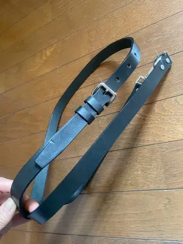 L'EQUIPE 레킵 요시에 이나바 천연 가죽 블랙 벨트