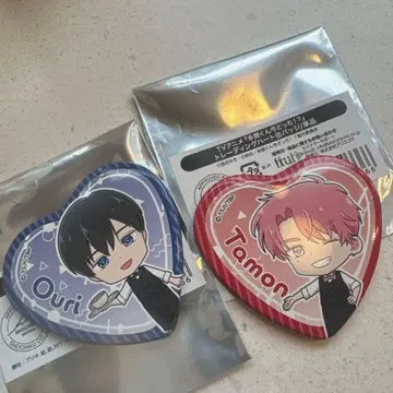 후쿠하라 타몬 사카구치 사쿠리 하트형 핀 배지