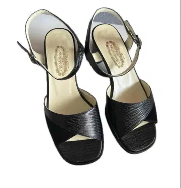 YOSHINOYA 샌들 22.5cm 천연 가죽 샌들 천연 가죽 블랙