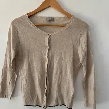 MARGARET HOWELL 린넨 7부 소매 가디건 베이지