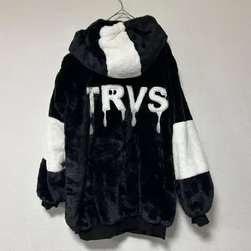 TRAVAS TOKYO 퍼 후드티 블랙/화이트