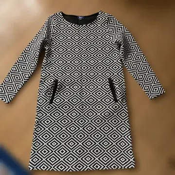 준코 시마다 PART 2 기하학 패턴 긴팔 원피스 M 사이즈