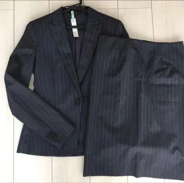 띠어리1 새상품급 네이비 그레이 스트라이프 스커트 수트 상하의