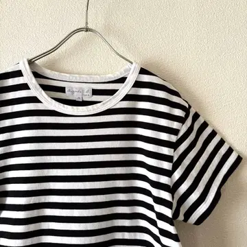 agnes b. (에네스베) 보더 T셔츠컷소 화이트 x 블랙 M사이즈