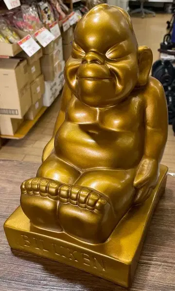 비리켄상 브론즈 수지제 입상 골드 약 30cm