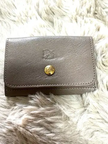 일비종떼 그레이 가죽 카드 케이스 스냅 버튼식