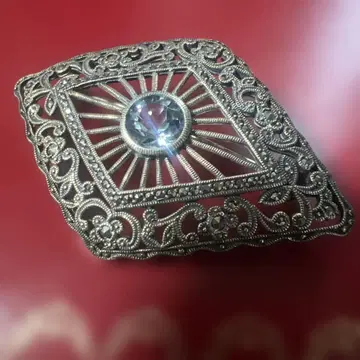 [컨디션 최상] 앤티크풍 실버 925 브로치 12g 각인 있음 대형석