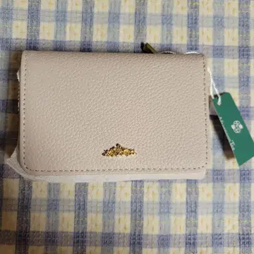 새상품 애프터눈 티 3단 폴더형 지갑 천연 가죽 라이트 그레이 미니 지갑