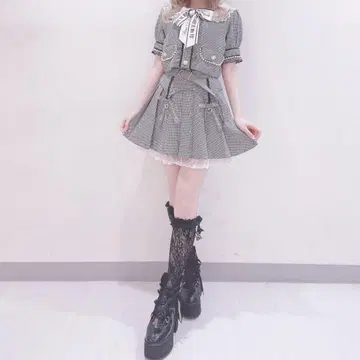 리즈리사 더블 리본 플리츠 치마바지 LIZLISA