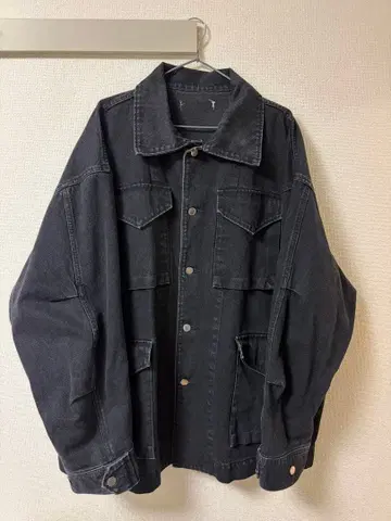 issuethings john 별주 오버 사이즈 블랙 데님 자켓
