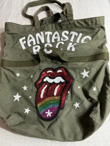 롤링 스톤스풍 토트백 비즈 자수