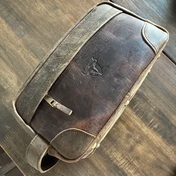 천연 가죽 다크 브라운 지퍼 파우치(본가죽제) 새상품급