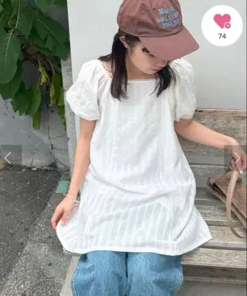 [ Discoat ] [ umm. ] 도비 도트 반팔 미니 원피스 화이트