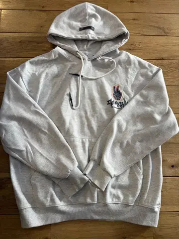 ZINDARCHIVE 피스 사인 후드티 그레이