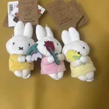 미피 쪼꼬리산 튤립 꽃 마스코트 키링 3개