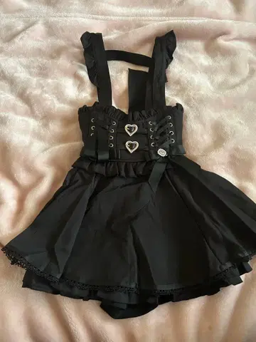 LIZLISA 하트 버클 서스펜더 부착 치마바지 블랙