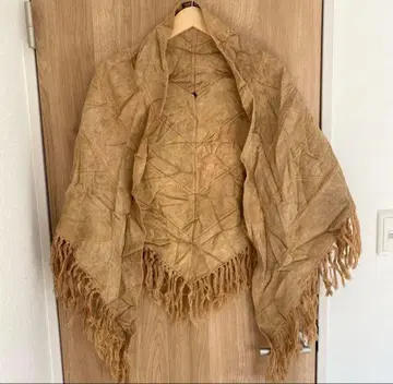 [천연 가죽] 빈티지 70s 레더 스톨 프린지 카멜