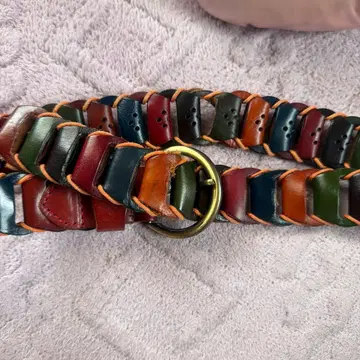 멀티 컬러 천연 가죽 웨빙 벨트