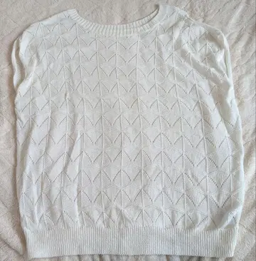 르 쿠르 블랑 시스루 니트 화이트 니트 사이즈 38