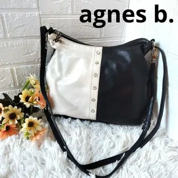 에네스베 agnes b. 시몬 2WAY 가죽 숄더백 바이컬러