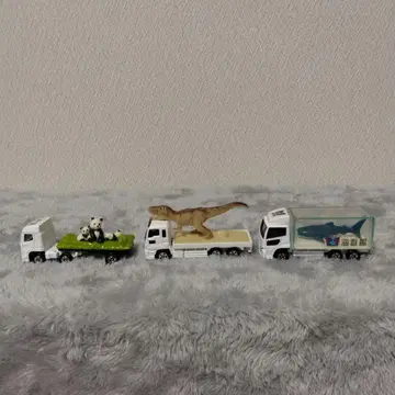 토미카 동물 운반 미니카 3대 세트 팬더 공룡 진베이 상어