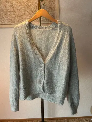 vintage 가디건 짧은 기장 모헤어