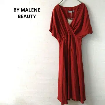 새상품 바이마레네 뷰티 셔츠 원피스 반팔 레드 V넥