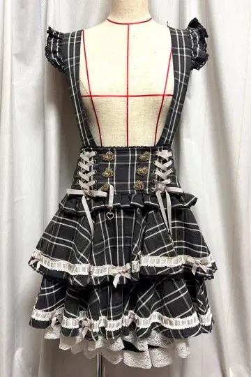 LIZ LISA 사다리 리본 체크 티어드 치마바지 리즈리사 스커트