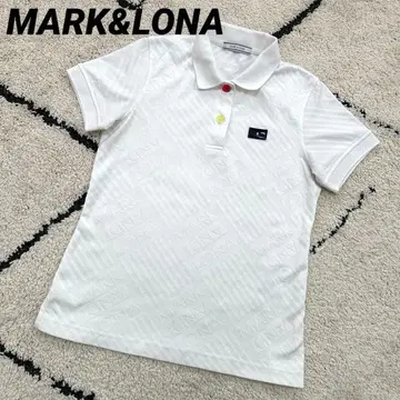 [ 새상품급 ] 마크앤로나 반팔 피케 셔츠 올 패턴 화이트 스트레치