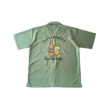 디자인 셔츠 오픈 카라 볼링 자수 하와이안 더스티 컬러 개성있는