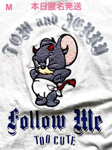 톰과 제리 T셔츠 남성용 M 택 포함 새상품 태피 시모후리 그레이