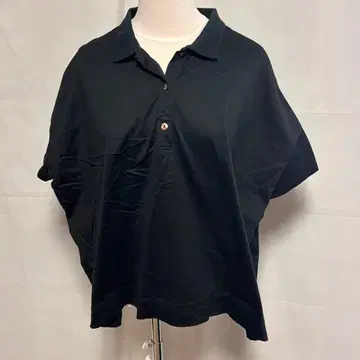 미즈이로 인드 피케 셔츠 무지 코튼 블랙