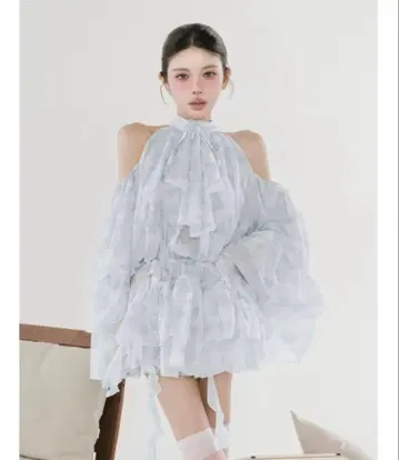 Darich 토와르 드 주이 쉬폰 프릴 미니 원피스 FL