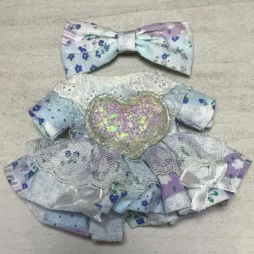 인형 옷 스카이블루 꽃무늬 원피스